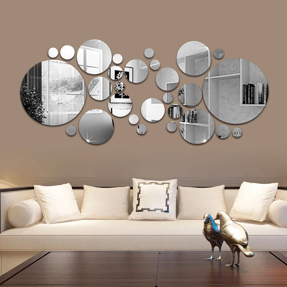Big And Small Circles Mirror Sticker 3D Stereo Acrylic Wall Decoration